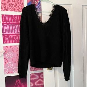 Black off-shoulder sweater